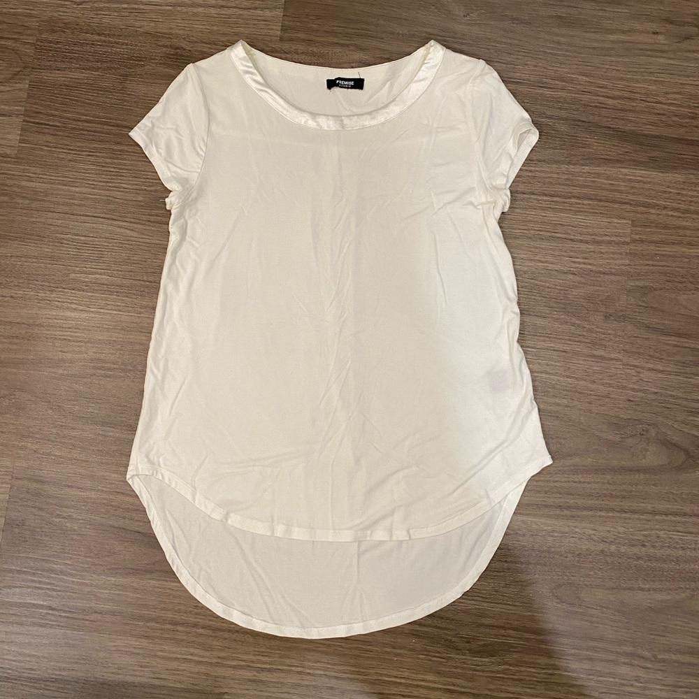 (3/$15) White Boatneck Short Sleeve